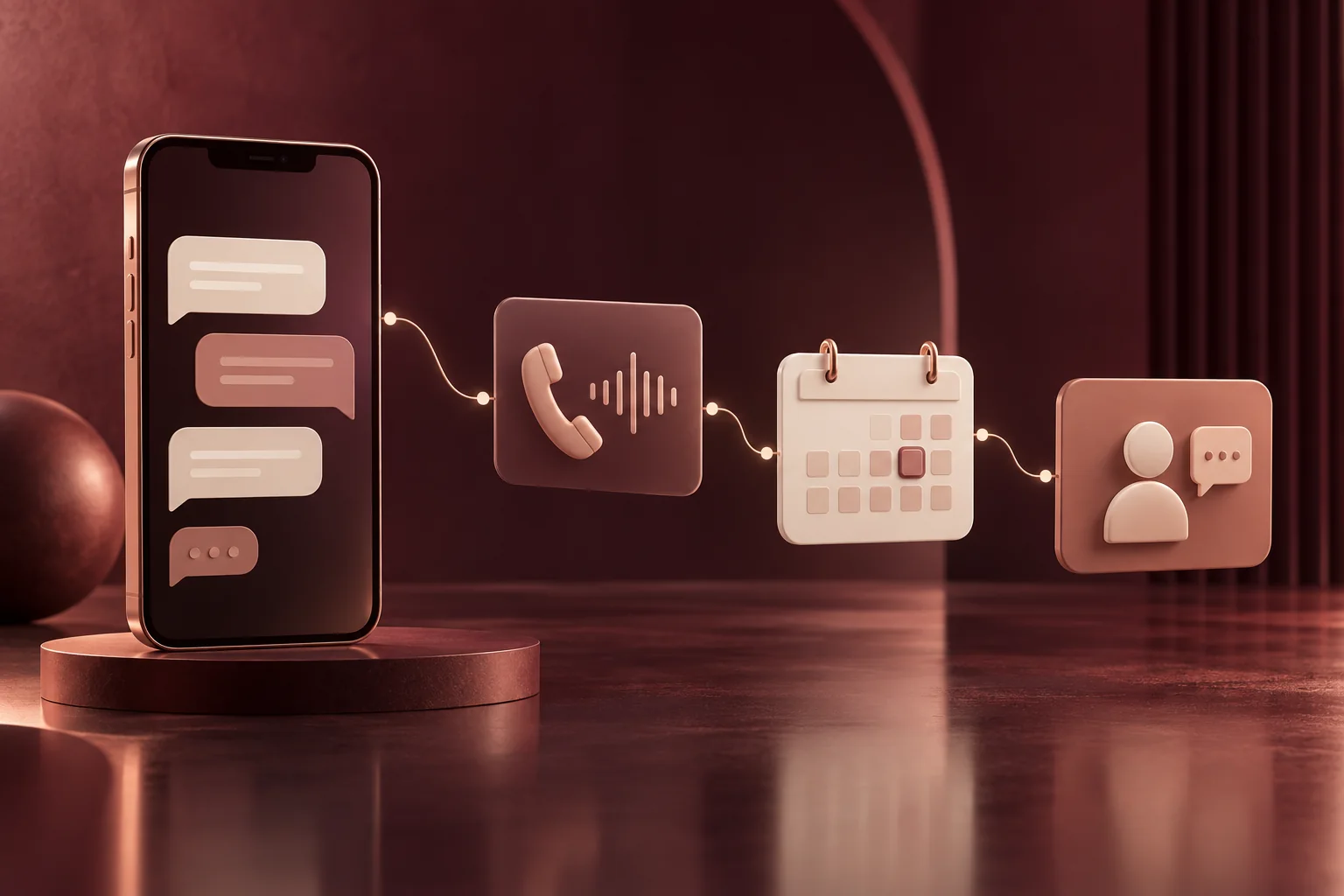 Messages, phone call, appointment, and human handoff connected